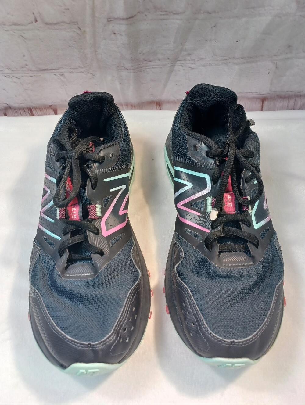 new balance 410 v8 trail running shoes women’s 9.5 black pink teal